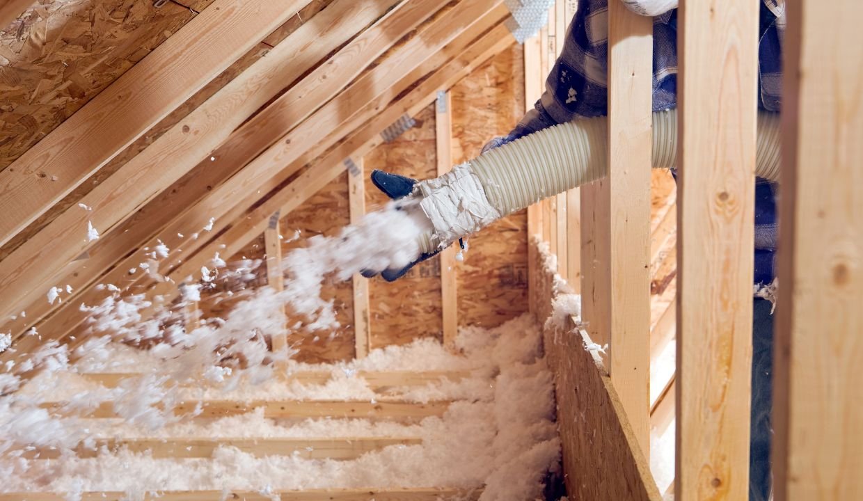 Spray foam insulation application by Blue Pacific Drywall